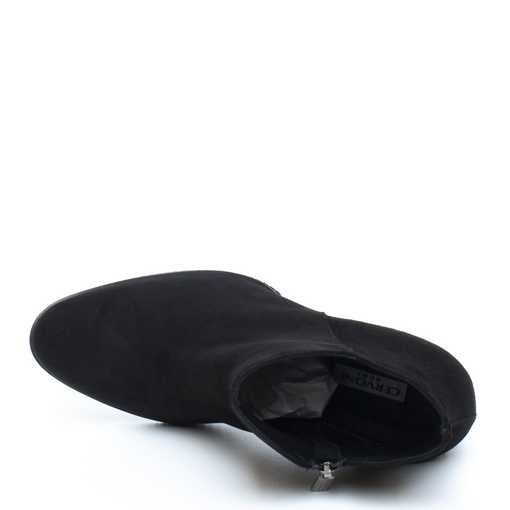 Stivaletto Nero Scamosciato con Tacco Grosso Elegante