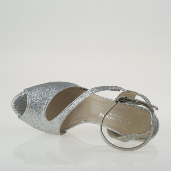 Sandalo elegante in glitter argento