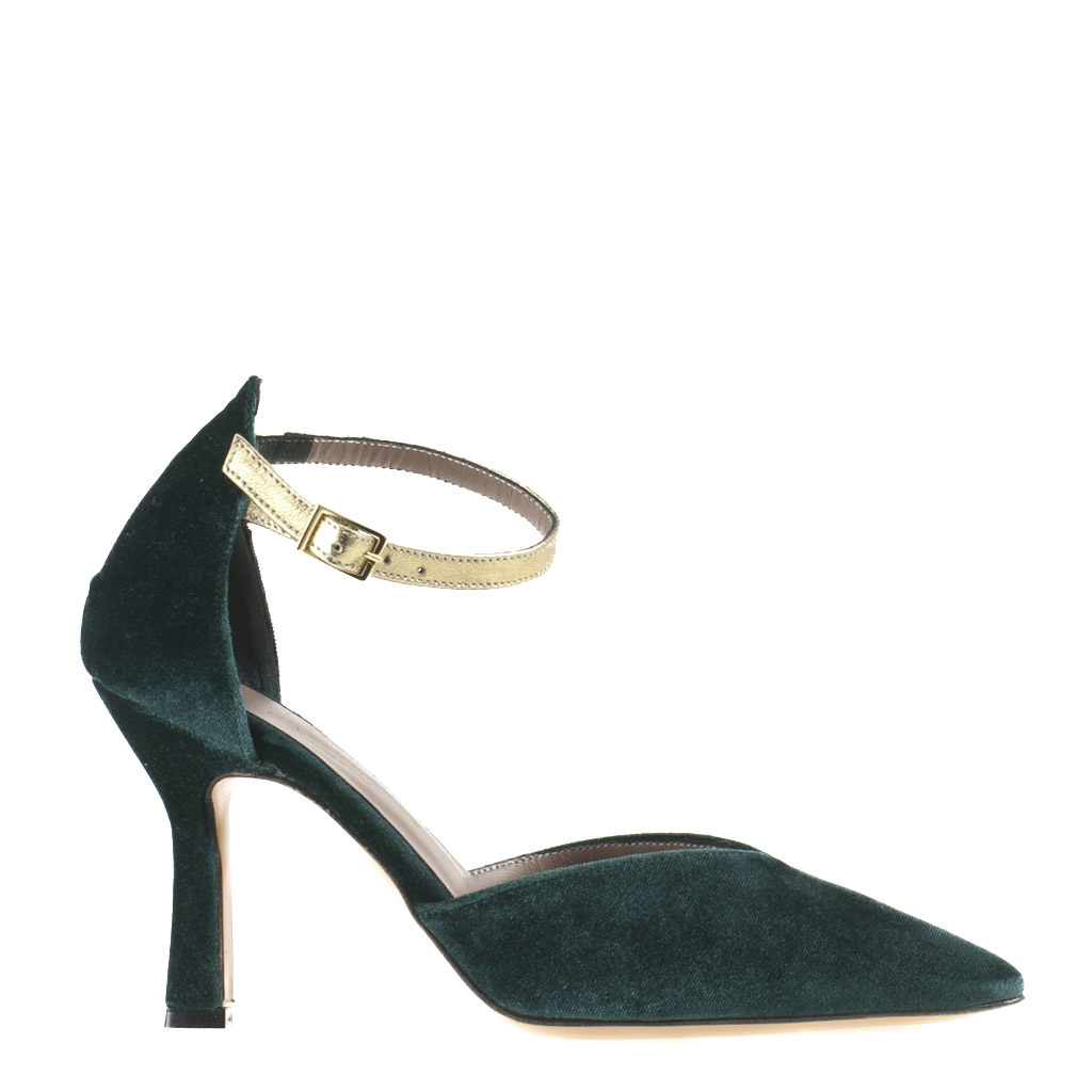 Scarpe in Velluto Verde Eleganti con Tacco Alto