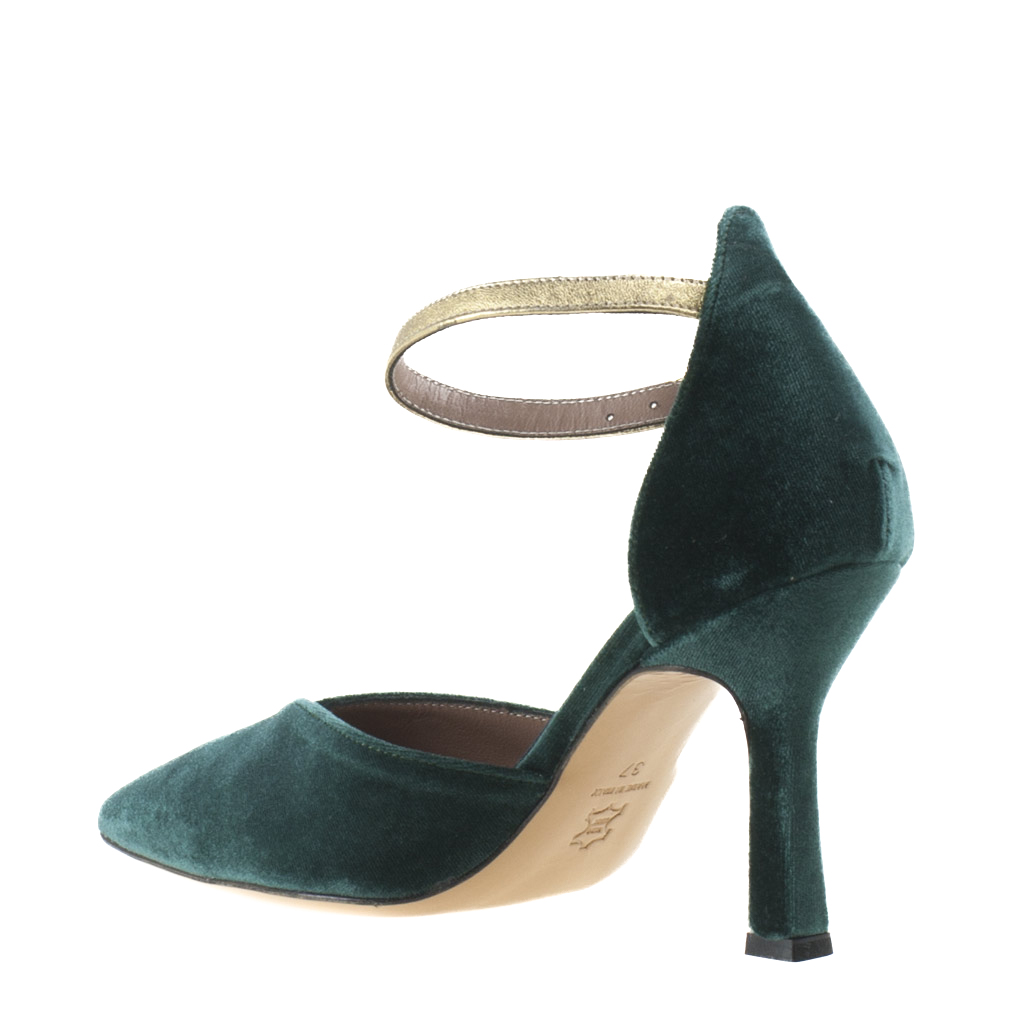 Scarpe in Velluto Verde Eleganti con Tacco Alto
