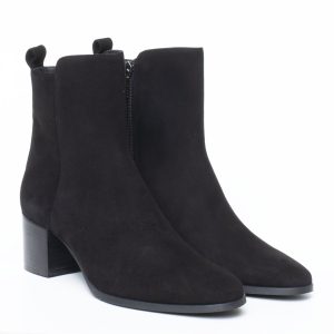 Stivaletto Nero Tacco Medio in camoscio Cervone