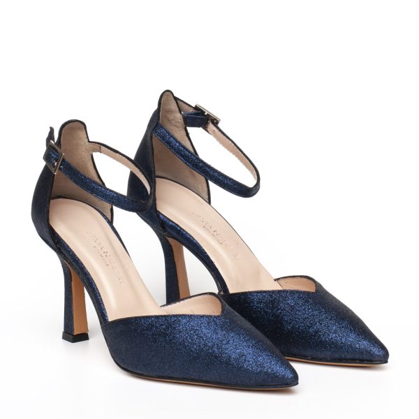 scarpa elegante in tessuto glitter blu