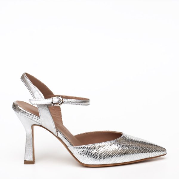 scarpa pelle metallizzata argento