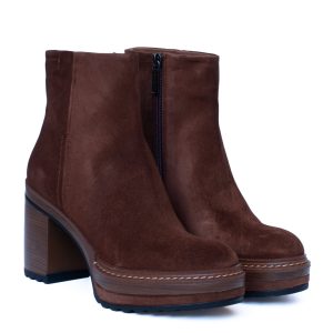 Stivaletto Camoscio Marrone Tacco Largo Pons Quintana Olivia
