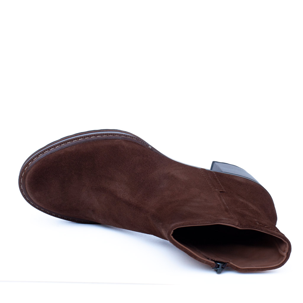 Stivaletto Camoscio Marrone Tacco Largo Pons Quintana Olivia