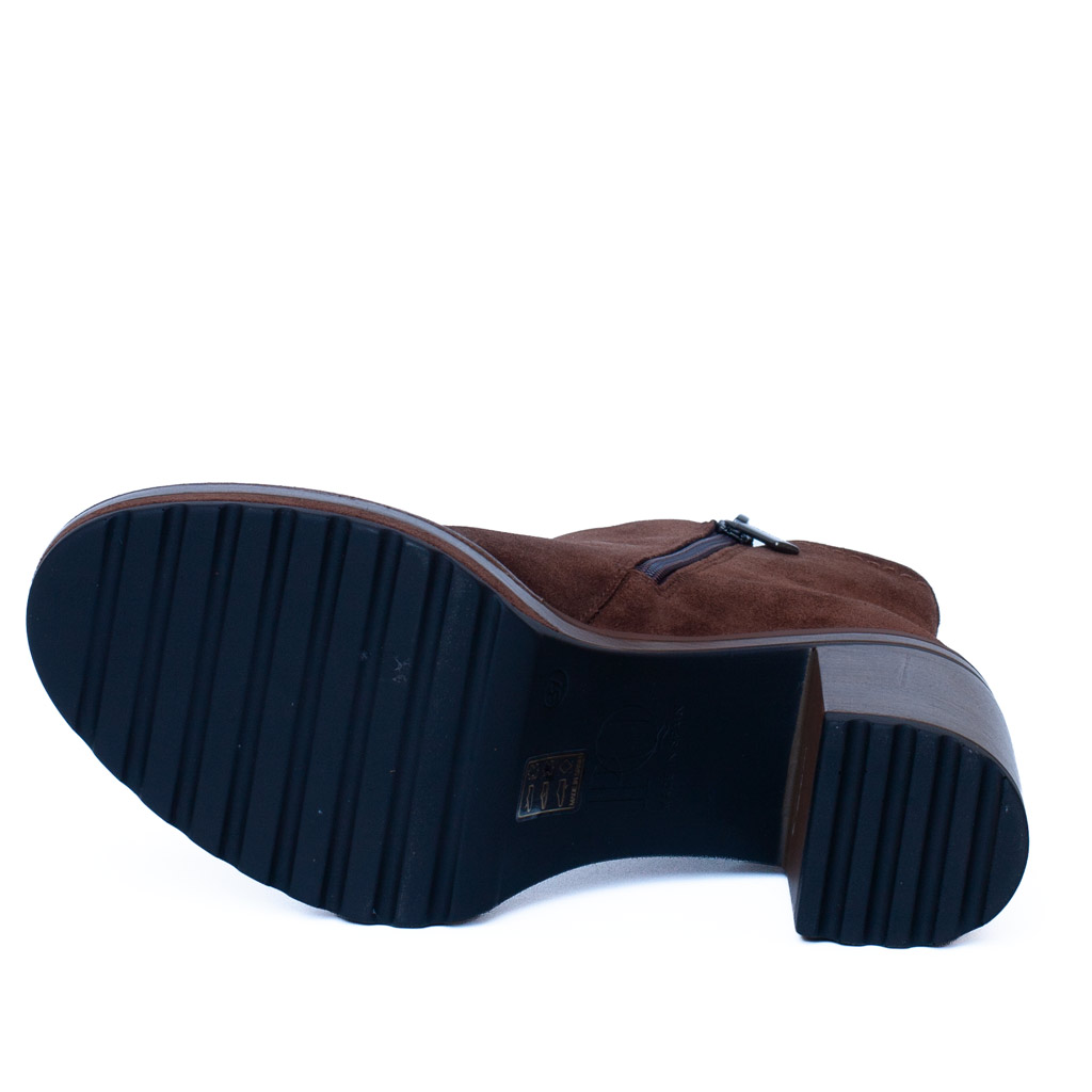Stivaletto Camoscio Marrone Tacco Largo Pons Quintana Olivia