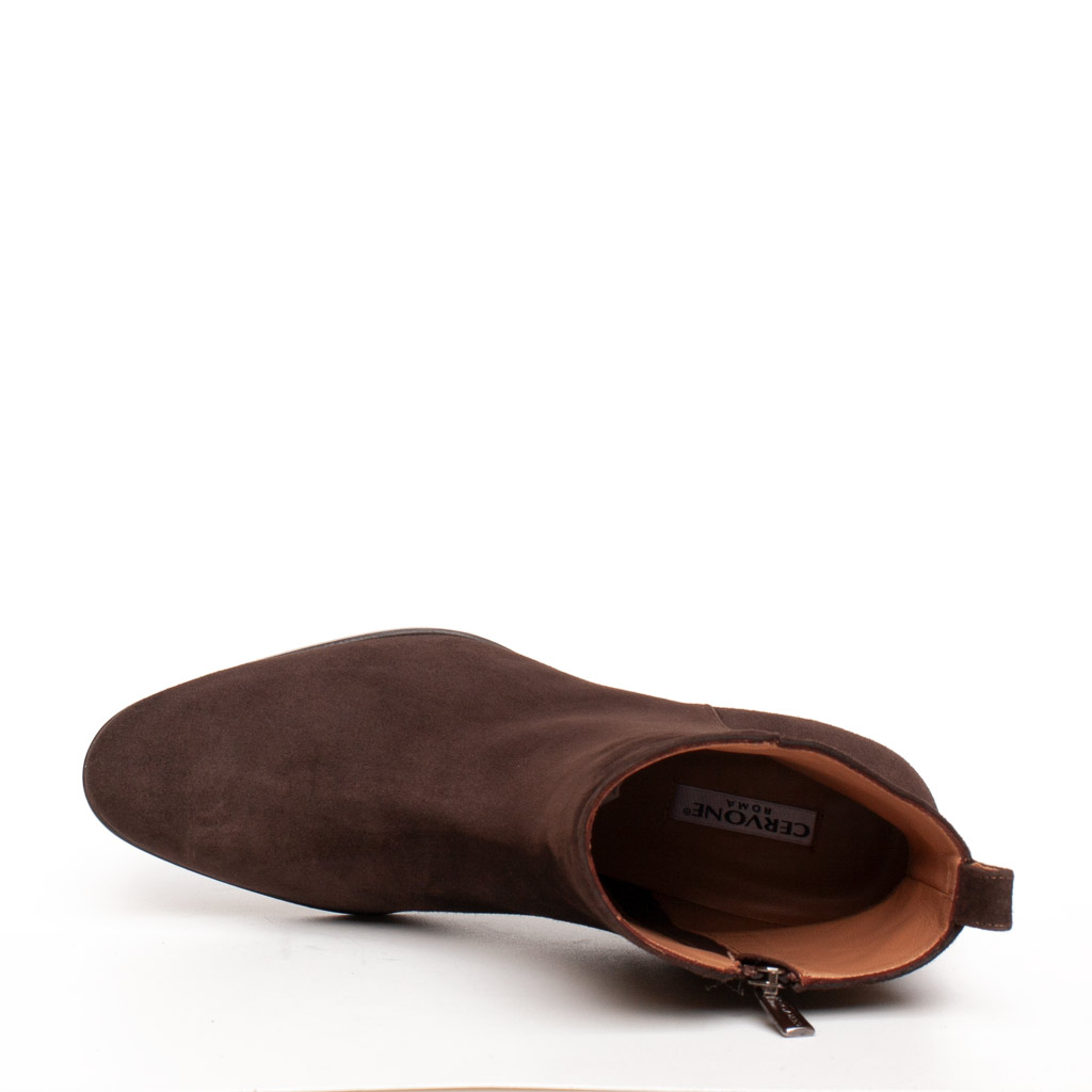 Elegant Dark Brown Suede Women’s Ankle Boots by Cervone