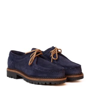 blue suede lace-up women’s shoes with rubber soles