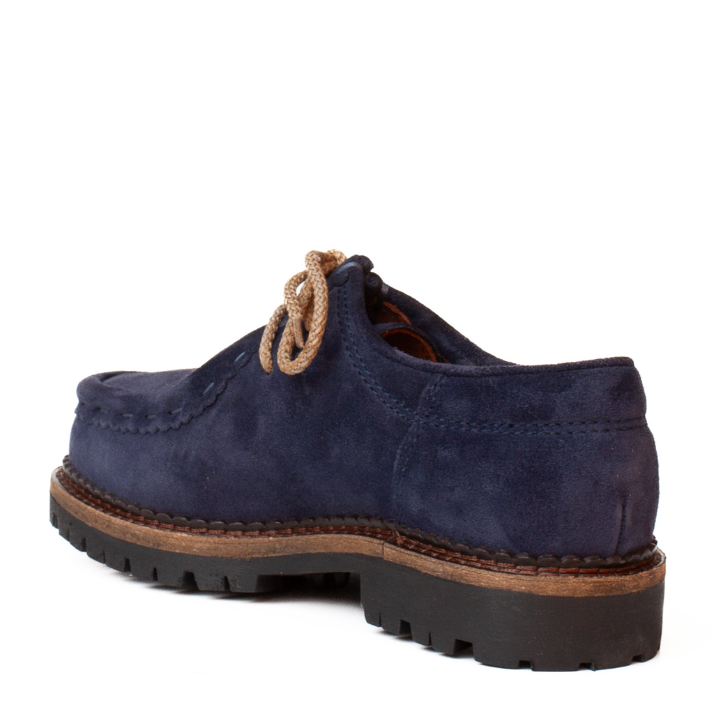 Midnight Blue Suede Lace-up Shoes with a lug sole