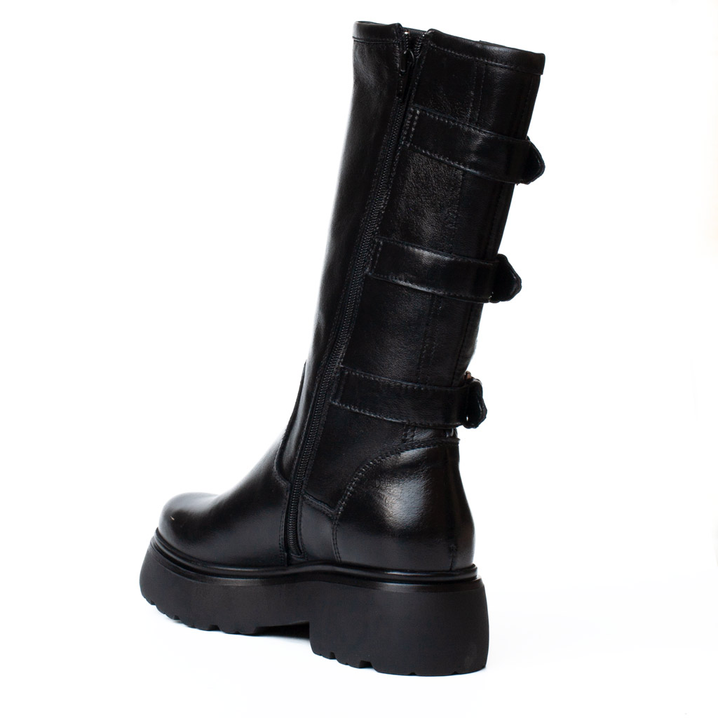 Stivale Biker Mezza Gamba Fibbie MJUS Donna Nero