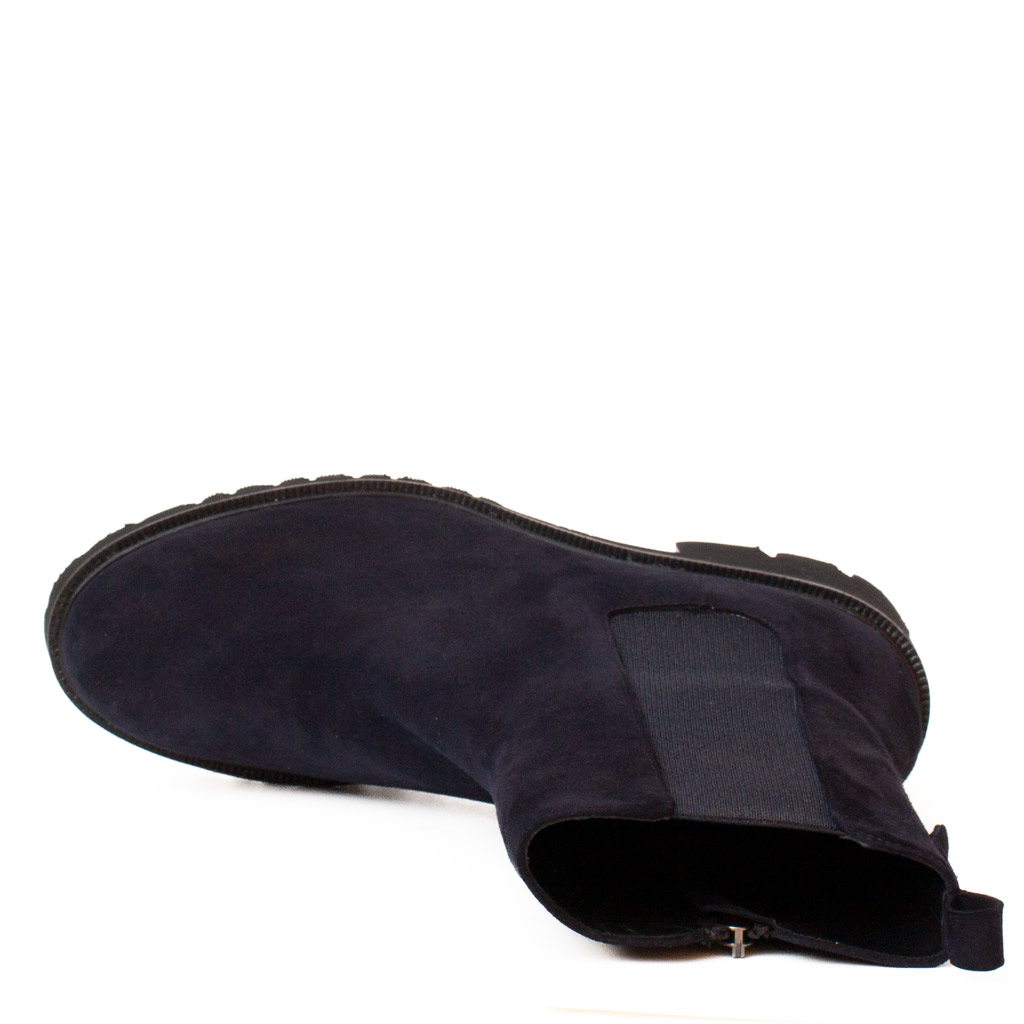 Stivaletto scamosciato blu tacco medio Platform