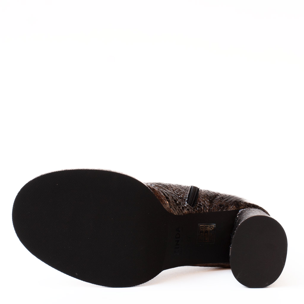 stivaletti donna bronzo con effetto pelle di pitone e tacco a blocco alto