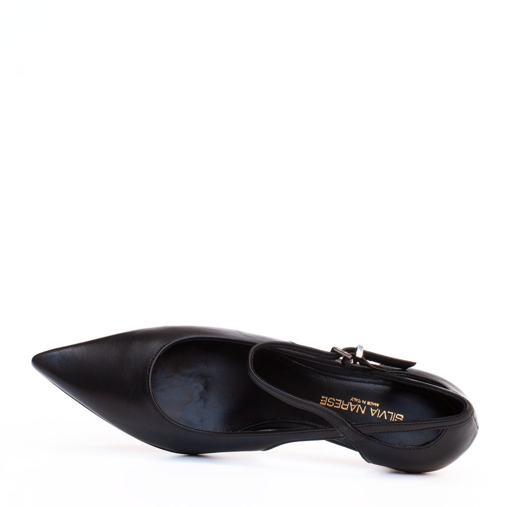 Silvia Narese Black Leather Pumps with Strap
