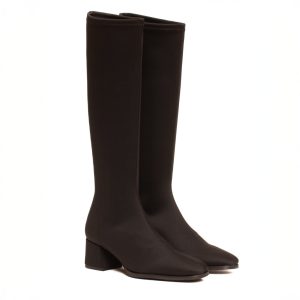 Black Waterproof Low-Heeled Wide-Fitted Boots