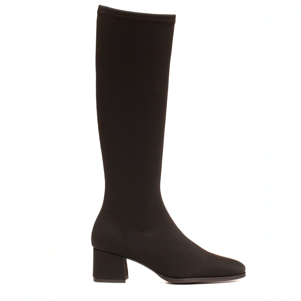 Black Waterproof Low-Heeled Wide-Fitted Boots