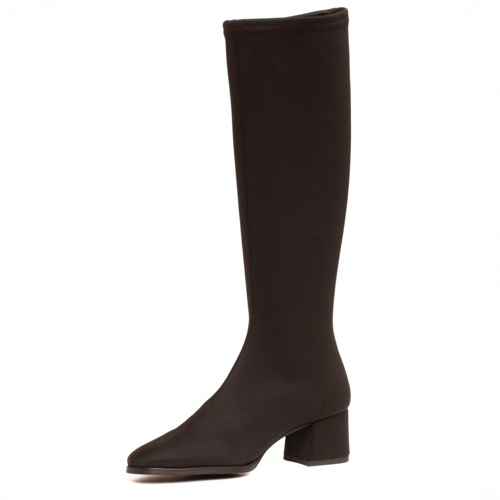 Black Waterproof Low-Heeled Wide-Fitted Boots
