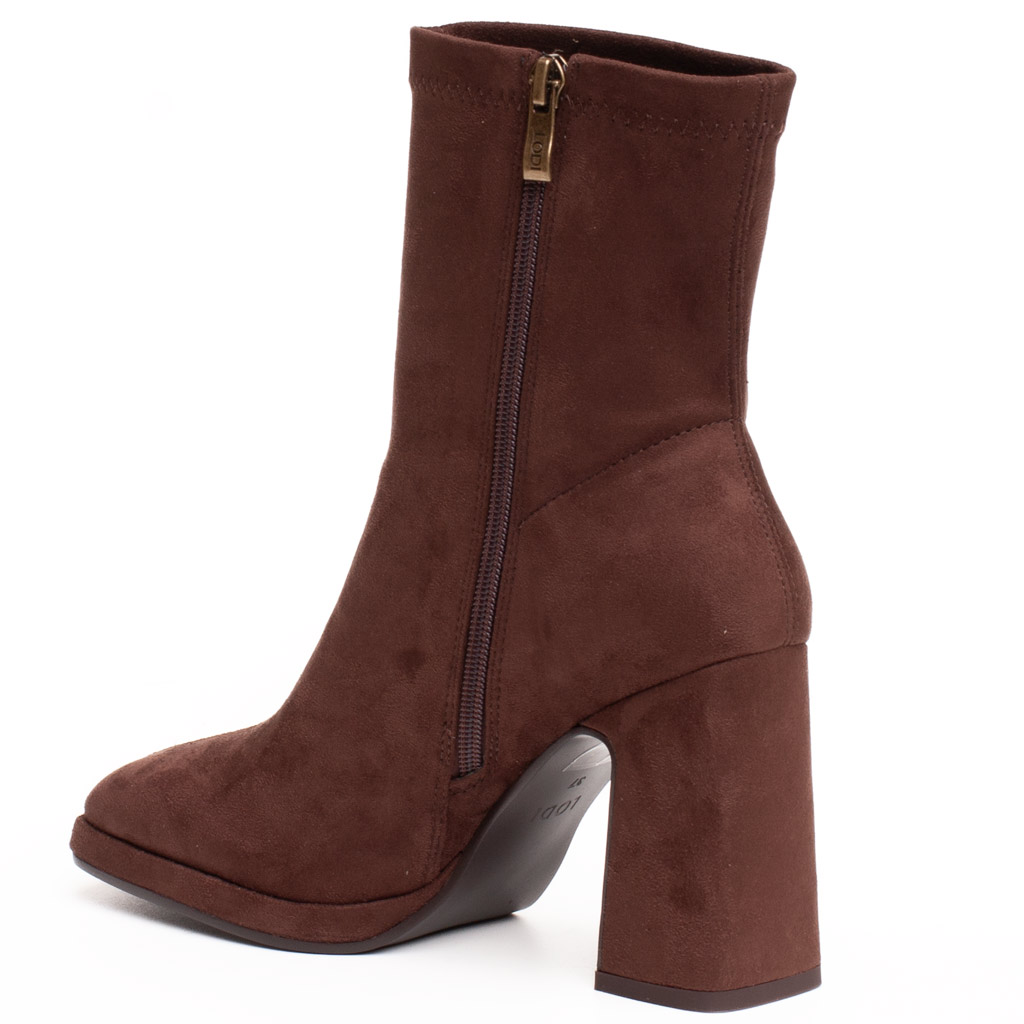 Stivaletto Marrone Camoscio Tacco Spesso Alto Platform Lodi