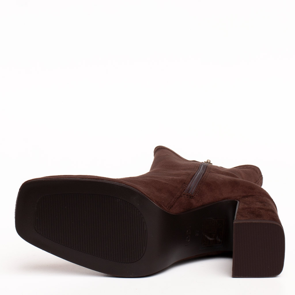 Stivaletto Marrone Camoscio Tacco Spesso Alto Platform Lodi