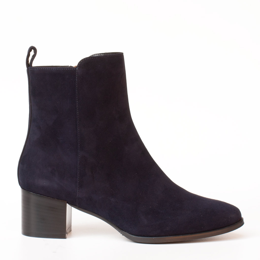 Stivaletto Elegante in Camoscio Blu Donna con Tacco a Blocco