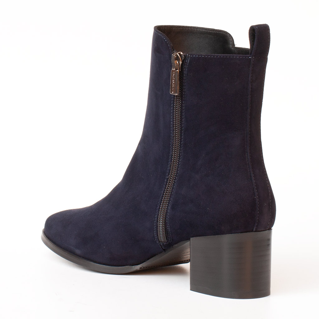 Stivaletto Elegante in Camoscio Blu Donna con Tacco a Blocco
