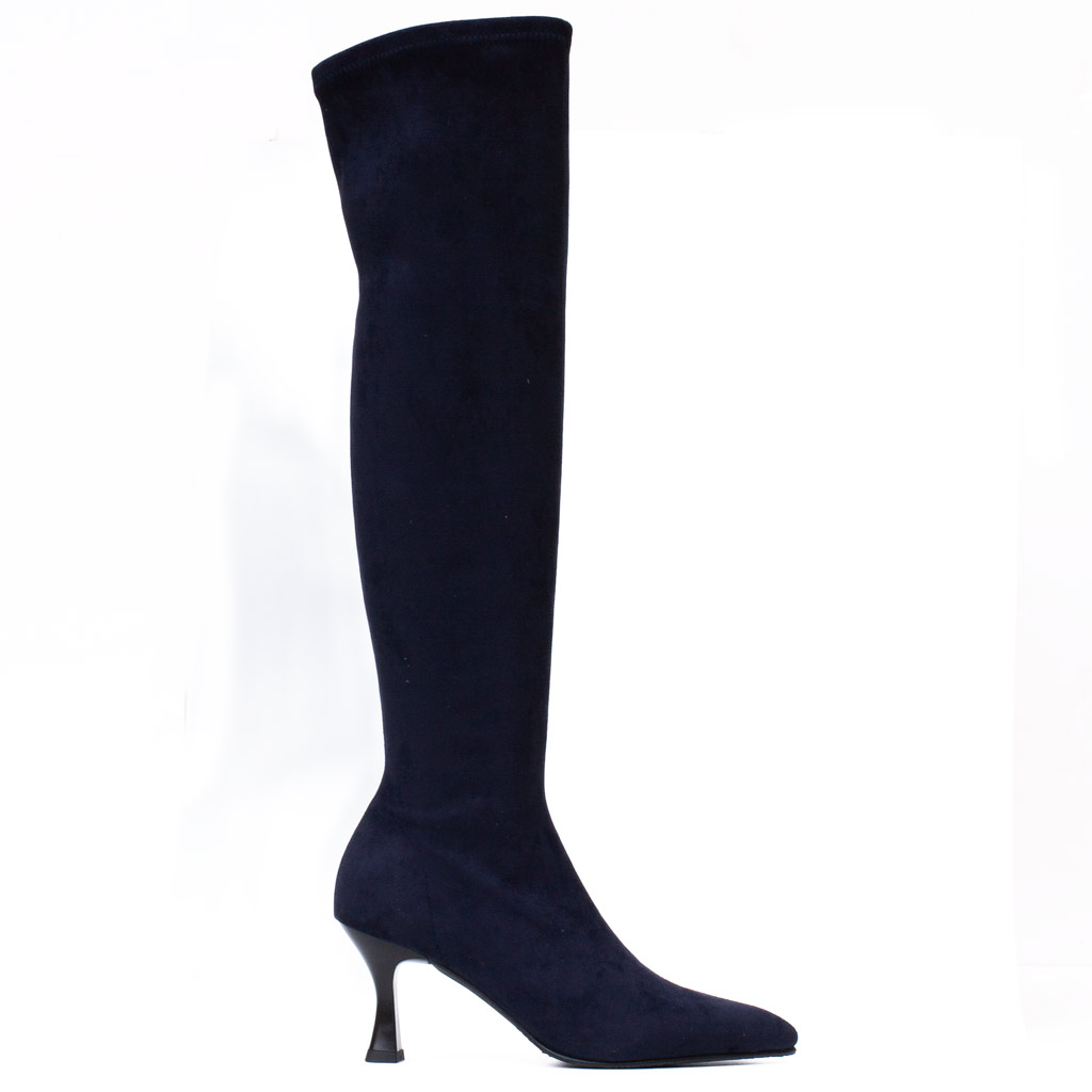 Miss Elastic Blue Stretch Suede Over-the-Knee Boots