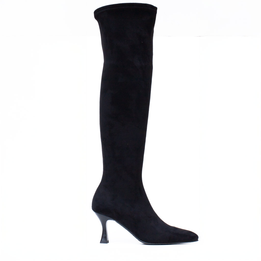 Stivale Sopra Ginocchio Camoscio Elasticizzato Nero Miss Elastic