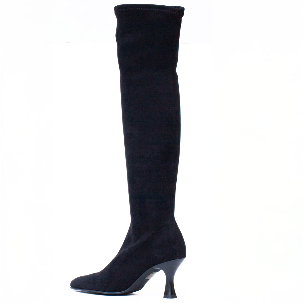 Stivale Sopra Ginocchio Camoscio Elasticizzato Nero Miss Elastic