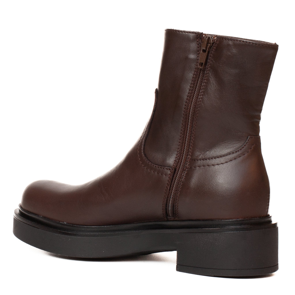 Brown Leather Biker Ankle Boots with Platform Heels by Emanuela Passeri