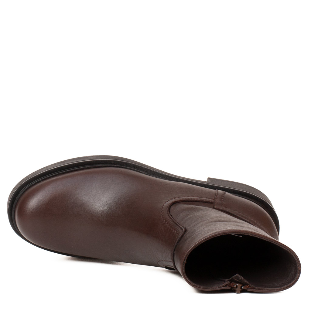 Brown Leather Biker Ankle Boots with Platform Heels by Emanuela Passeri