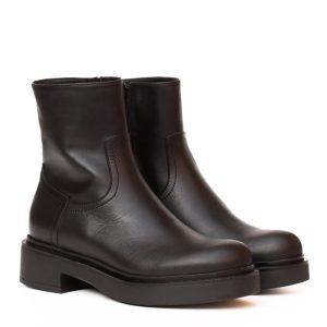 Stivaletto biker in pelle nera con platform e cerniera laterale Emanuela Passeri suola in gomma