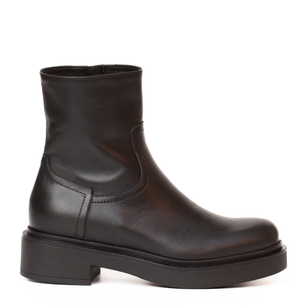 Stivaletto Biker Pelle Platform Nero Emanuela Passeri