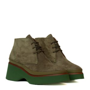 scarpe Raquel allacciate Pons Quintana in camoscio color verde su platform verde