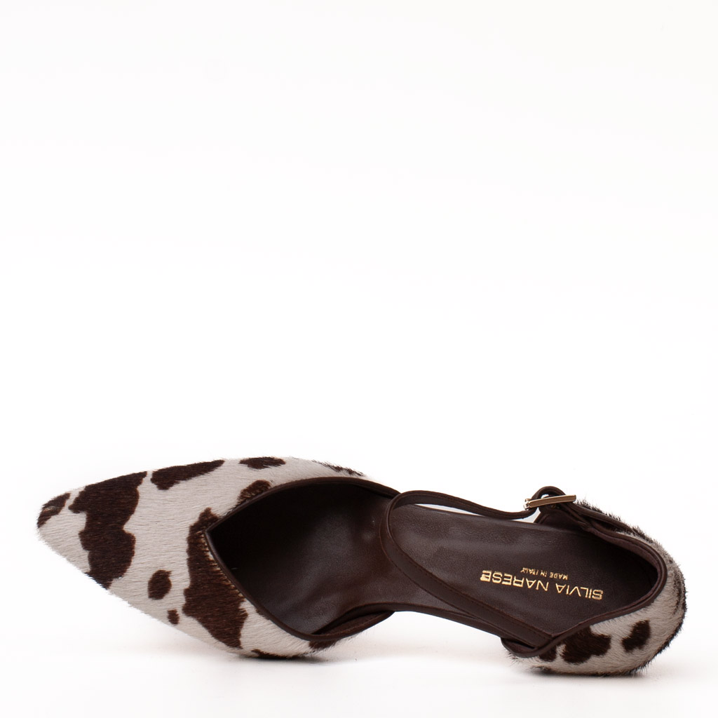 Pointed-toe Pumps in Cavallino with Cow Print, Medium Heel