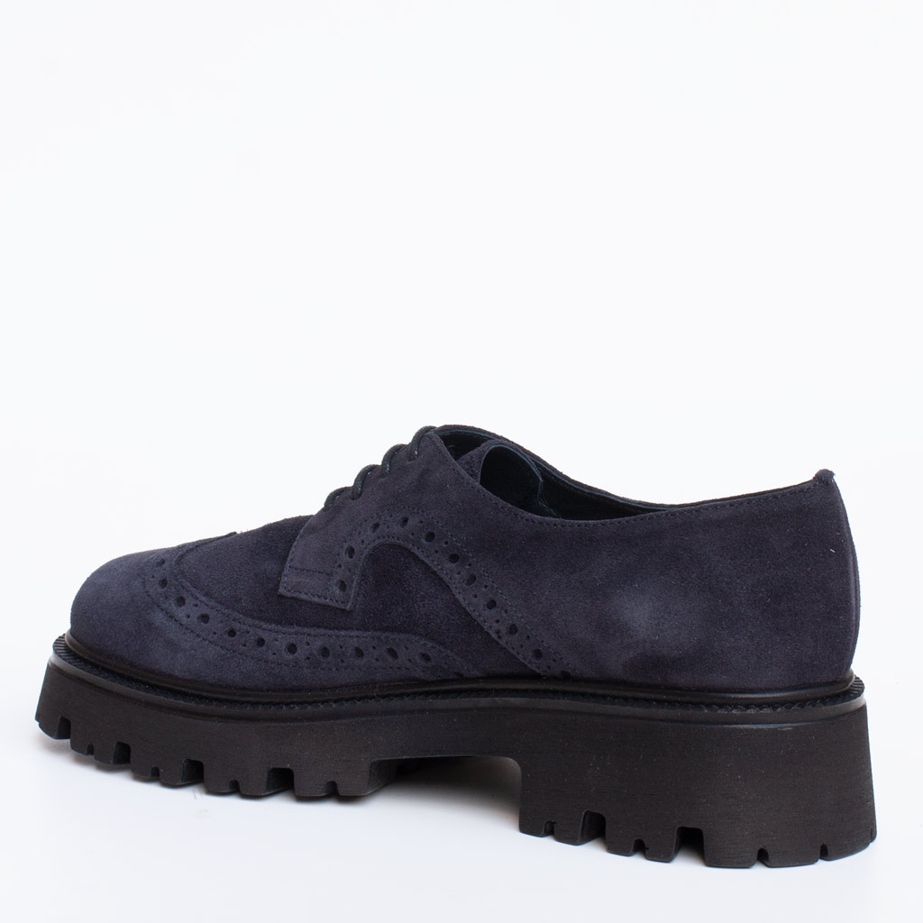Women’s Blue Military-Style Suede Brogue Shoes