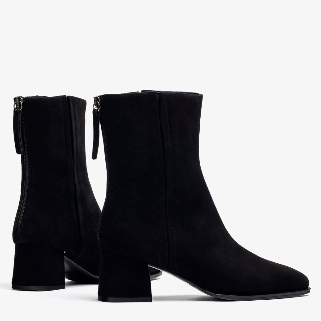 Elegant Black Suede High-Top Ankle Boots