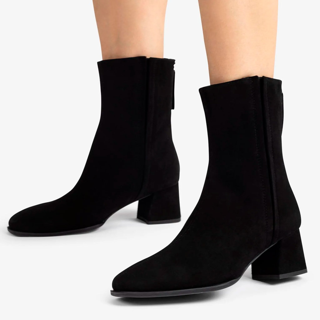 Elegant Black Suede High-Top Ankle Boots