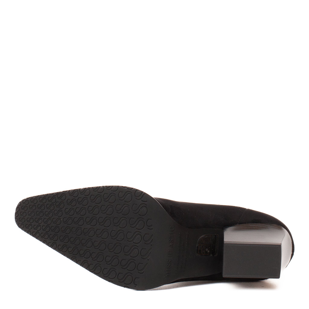 stivaletto camoscio nero texano elasticizzato tacco largo