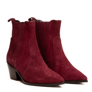 stivaletto texano camoscio bordeaux con elasstico