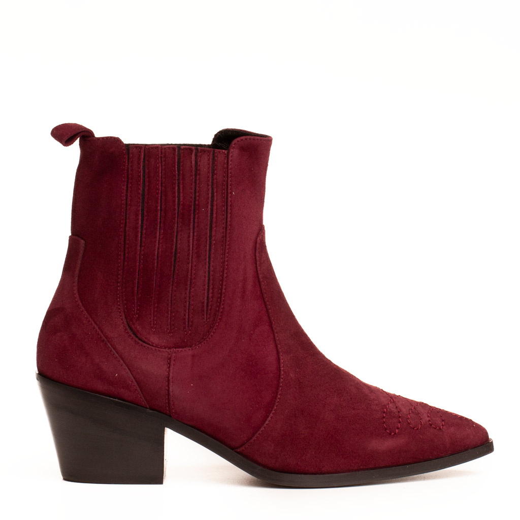 Stivaletto texano camoscio bordeaux con elastico