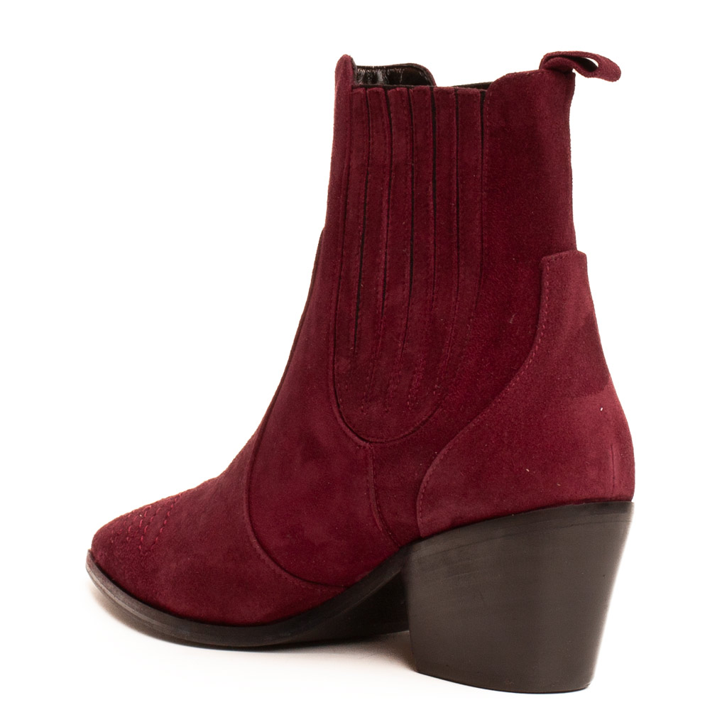 Stivaletto texano camoscio bordeaux con elastico