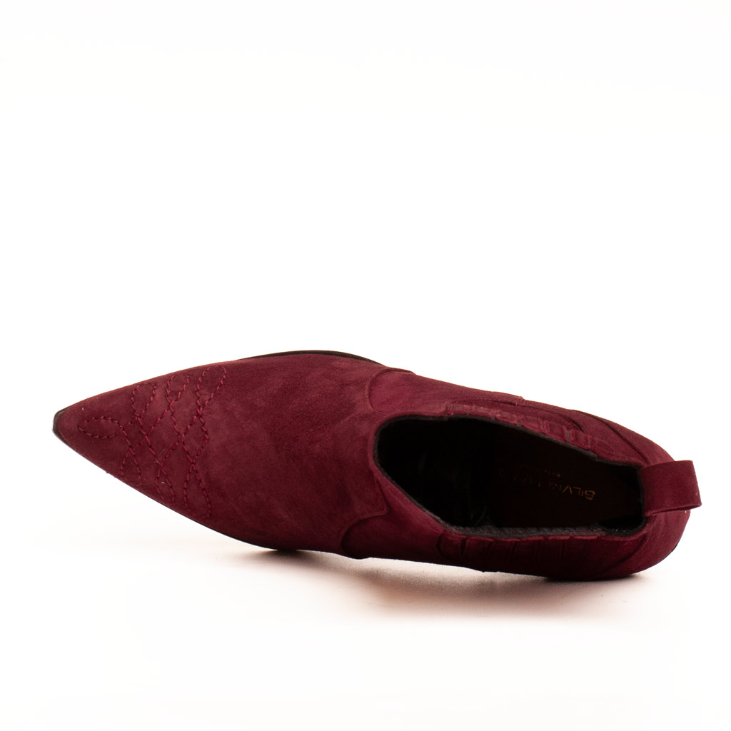 Stivaletto texano camoscio bordeaux con elastico