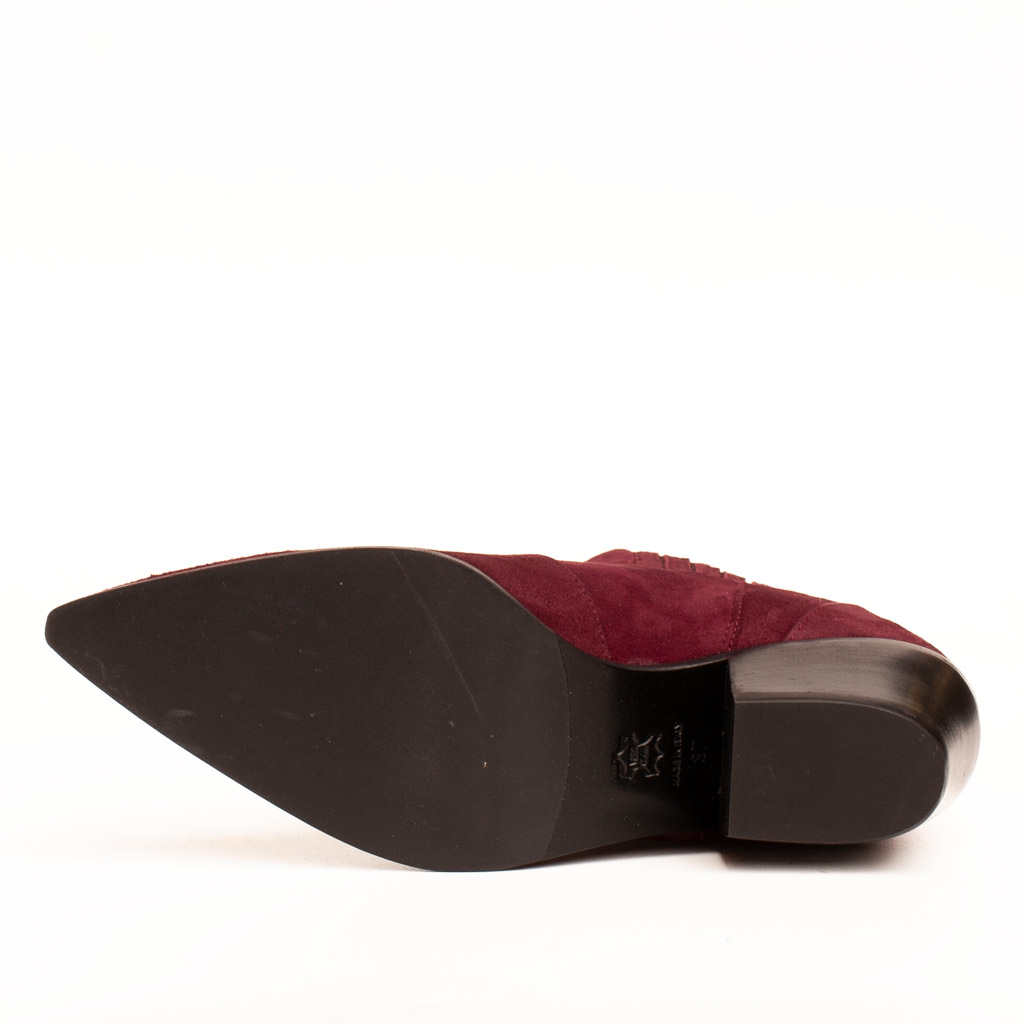 Stivaletto texano camoscio bordeaux con elastico