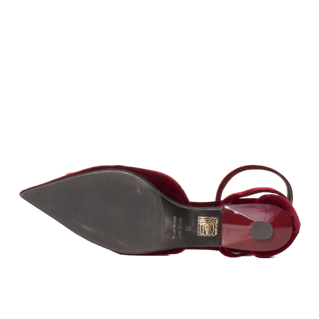 Scarpa Bassa Velluto Bordeaux Elegante con Strass