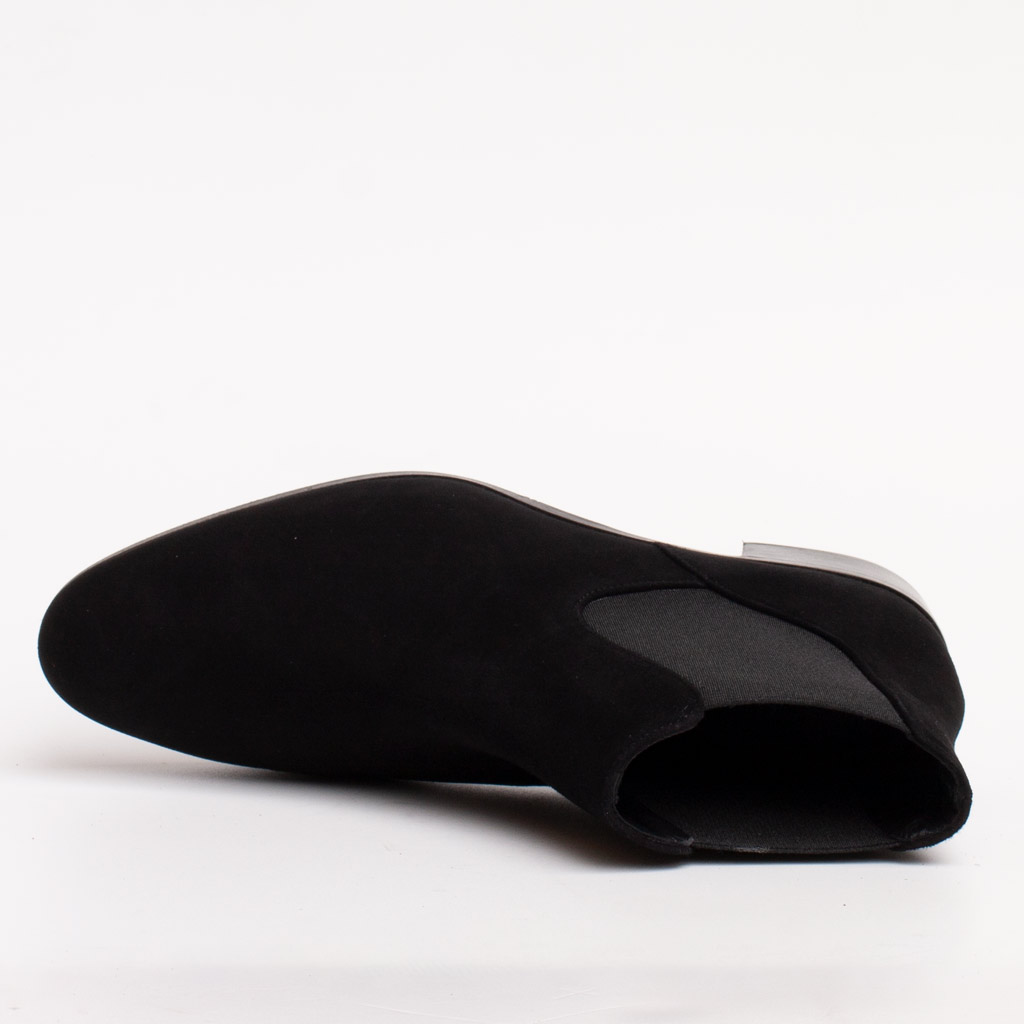Black Suede Low-Heeled Ankle Boots