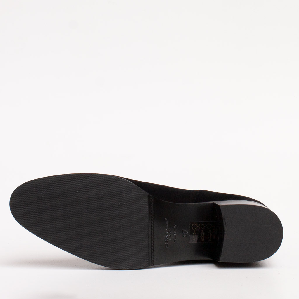Black Suede Low-Heeled Ankle Boots