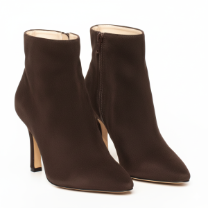 Elegant Brown Suede High-Heeled Ankle Boots