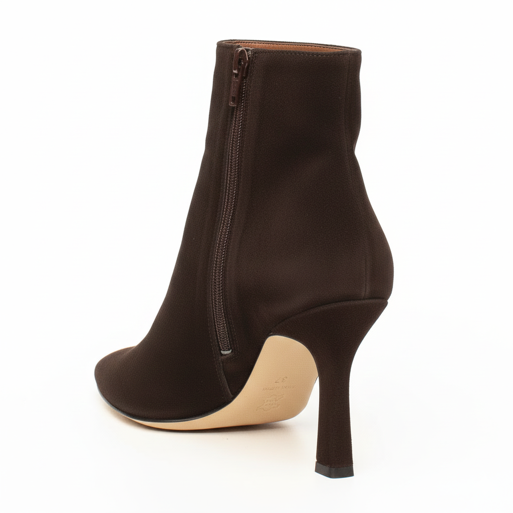 Stivaletto Camoscio Marrone Tacco Alto Elegante