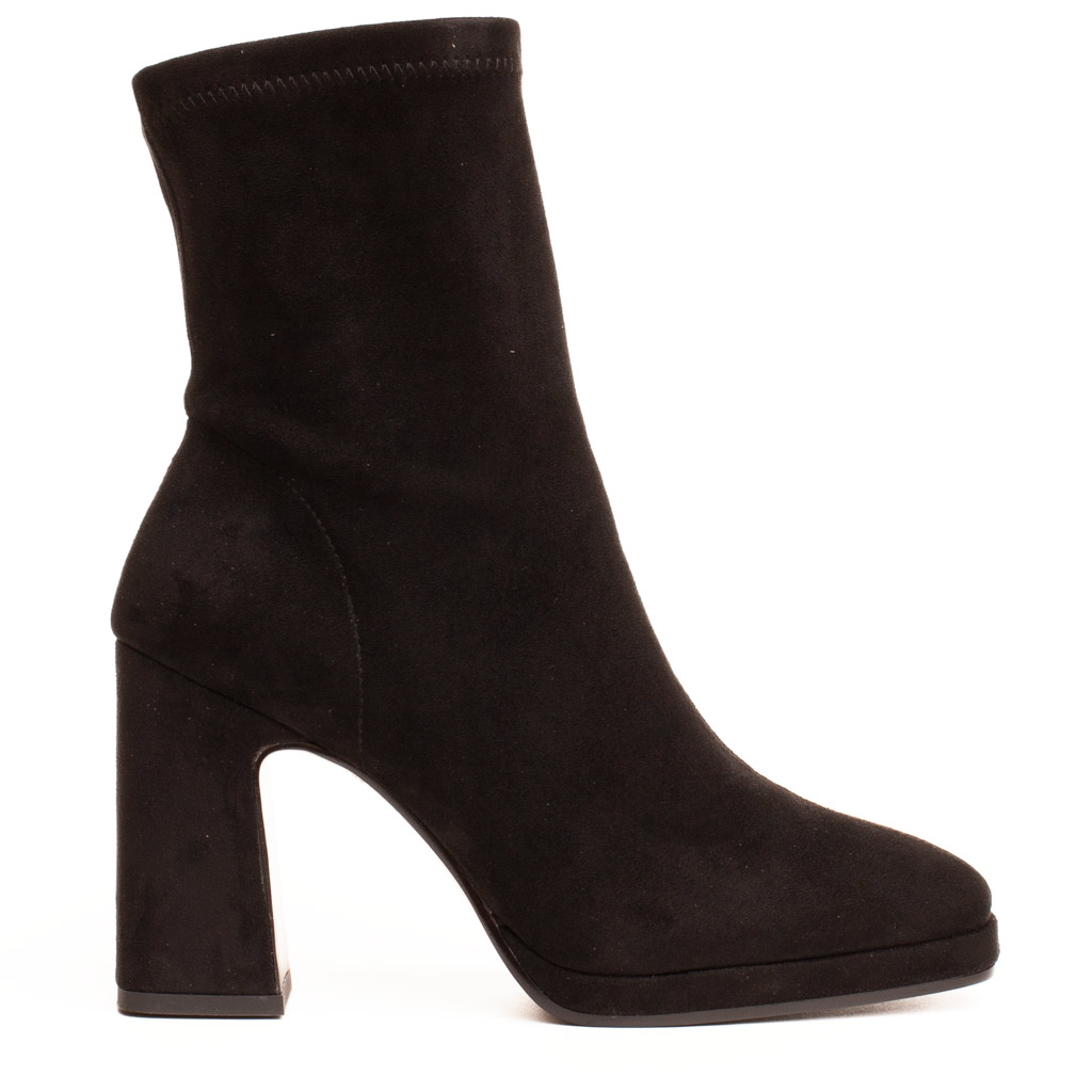 Stivaletto Nero Camoscio Tacco Spesso Alto Platform Lodi