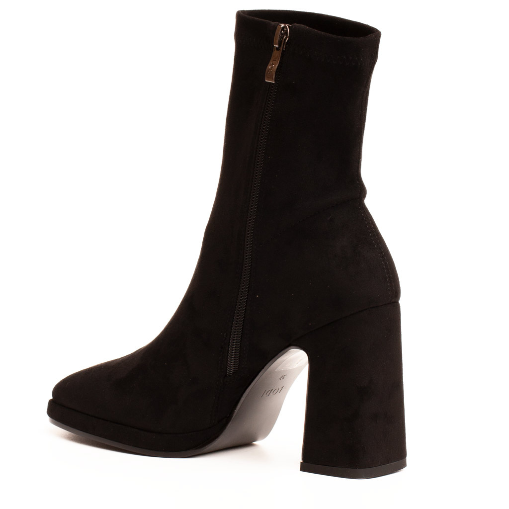 Stivaletto Nero Camoscio Tacco Spesso Alto Platform Lodi