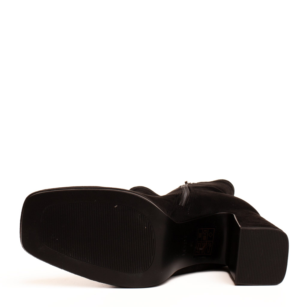 Stivaletto Nero Camoscio Tacco Spesso Alto Platform Lodi
